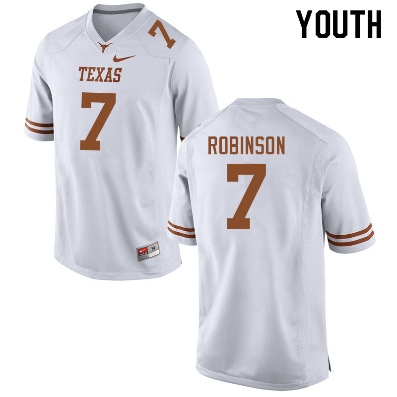 Youth #7 Keilan Robinson Texas Longhorns College Football Jerseys Sale-White